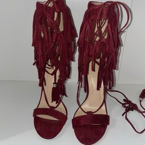 Burgundy Fringe Heels